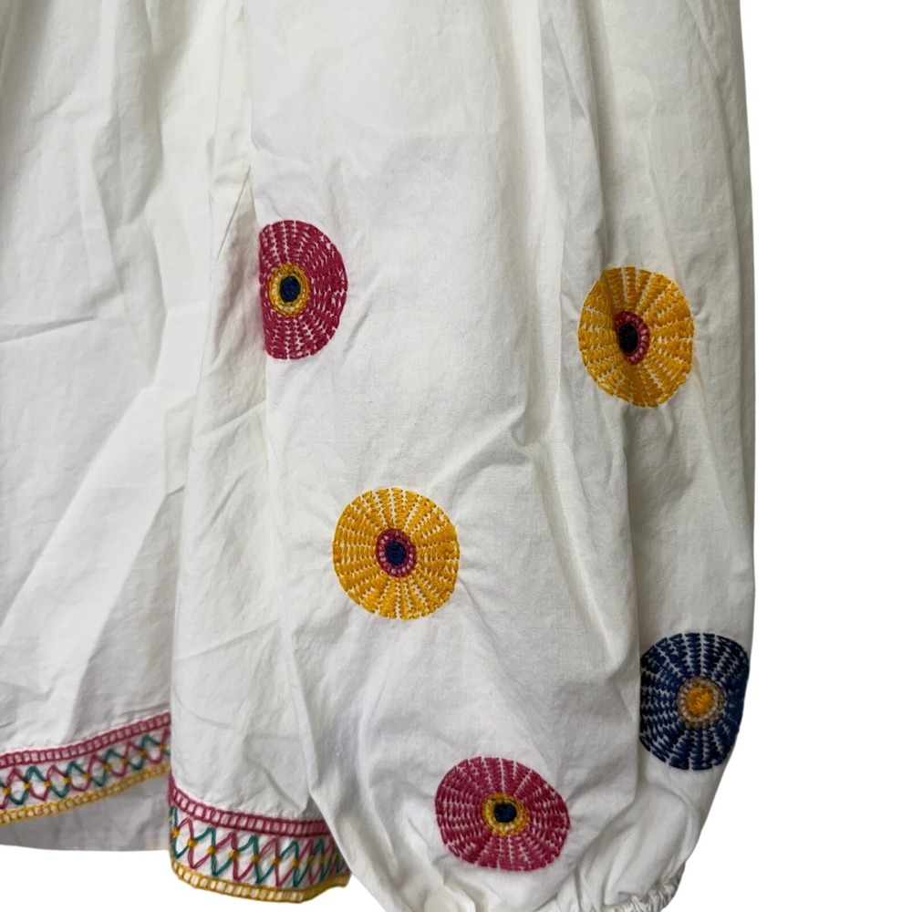 Madewell White Embroidered Off Shoulder Balloon Sleeve Blouse Top‎ Size S - Picture 2 of 6